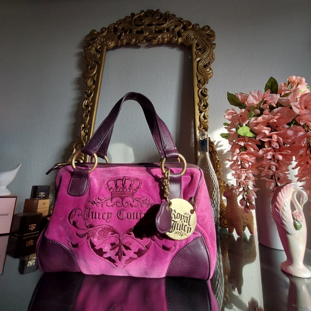 Juicy Couture Velour Barrel Bowler Handbag